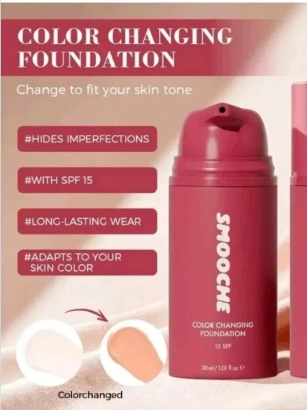 Smooche Color Changing Foundation - Korean Skin Care For All Skin Tones NIB